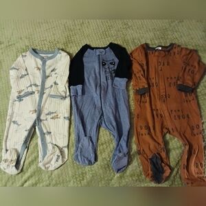 Gerber Cream, Blue, and Brown Kids Footies Set